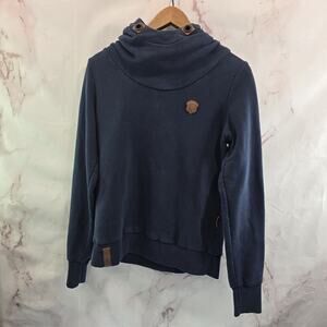 Naketano Hoodie Womens Medium Blue Navy Sweatshirt Rope Heavyweight